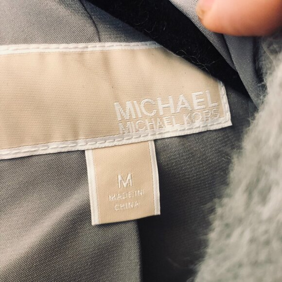 Michael Michael Kors Gray Faux-Fur Moto Jacket (Size M) - Picture 3 of 3